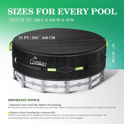 Runde Poolabdeckung 640cm – Winter- & Solarabdeckung mit Kordelzug