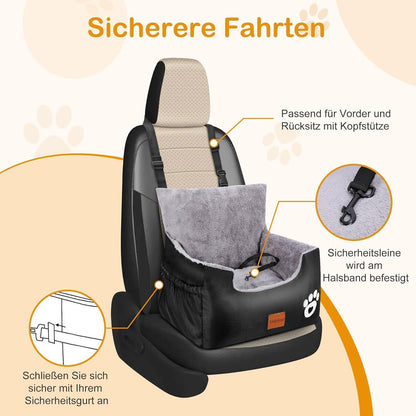 Hunde Autositz mit Sicherheitsleinen & Waschbarem Bezug