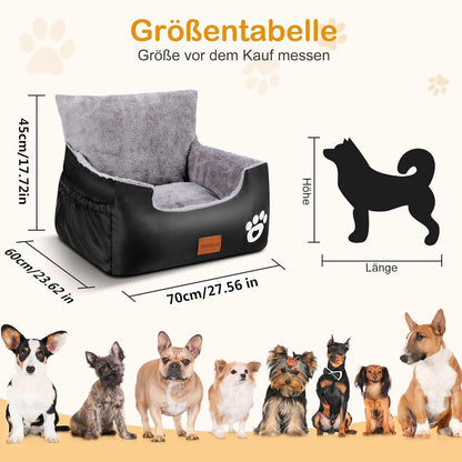 Hunde Autositz mit Sicherheitsleinen & Waschbarem Bezug