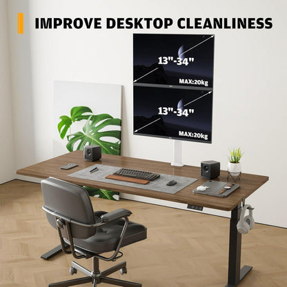 Doppelmonitor Tischhalterung, Gelenkarm für 2 Monitore, Weiß
