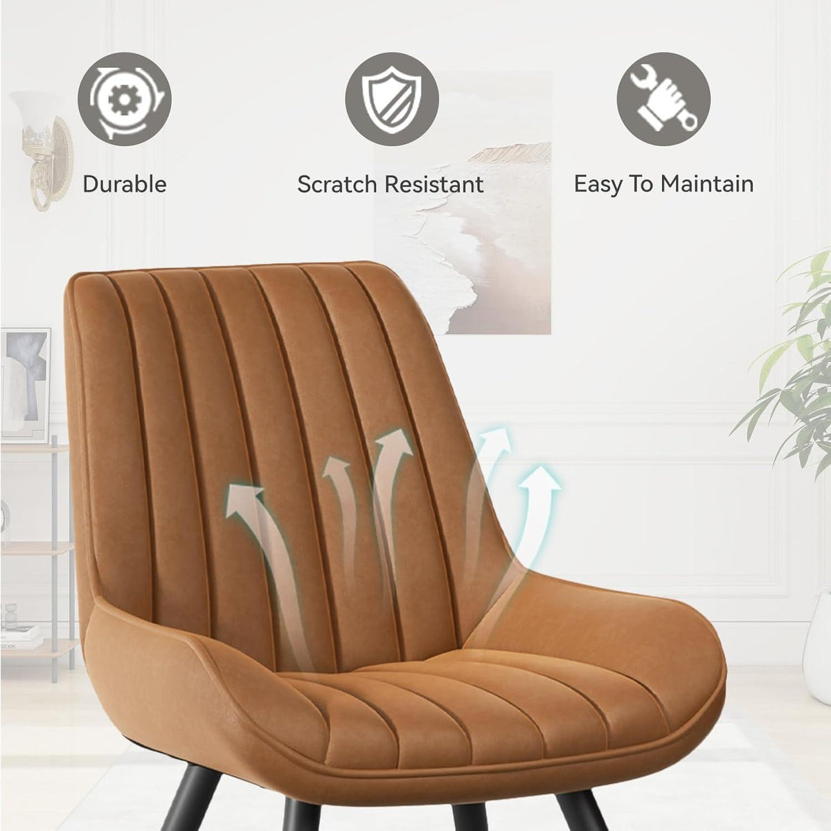 Moderner Esszimmerstuhl gepolstert – Braun, 2er Set
