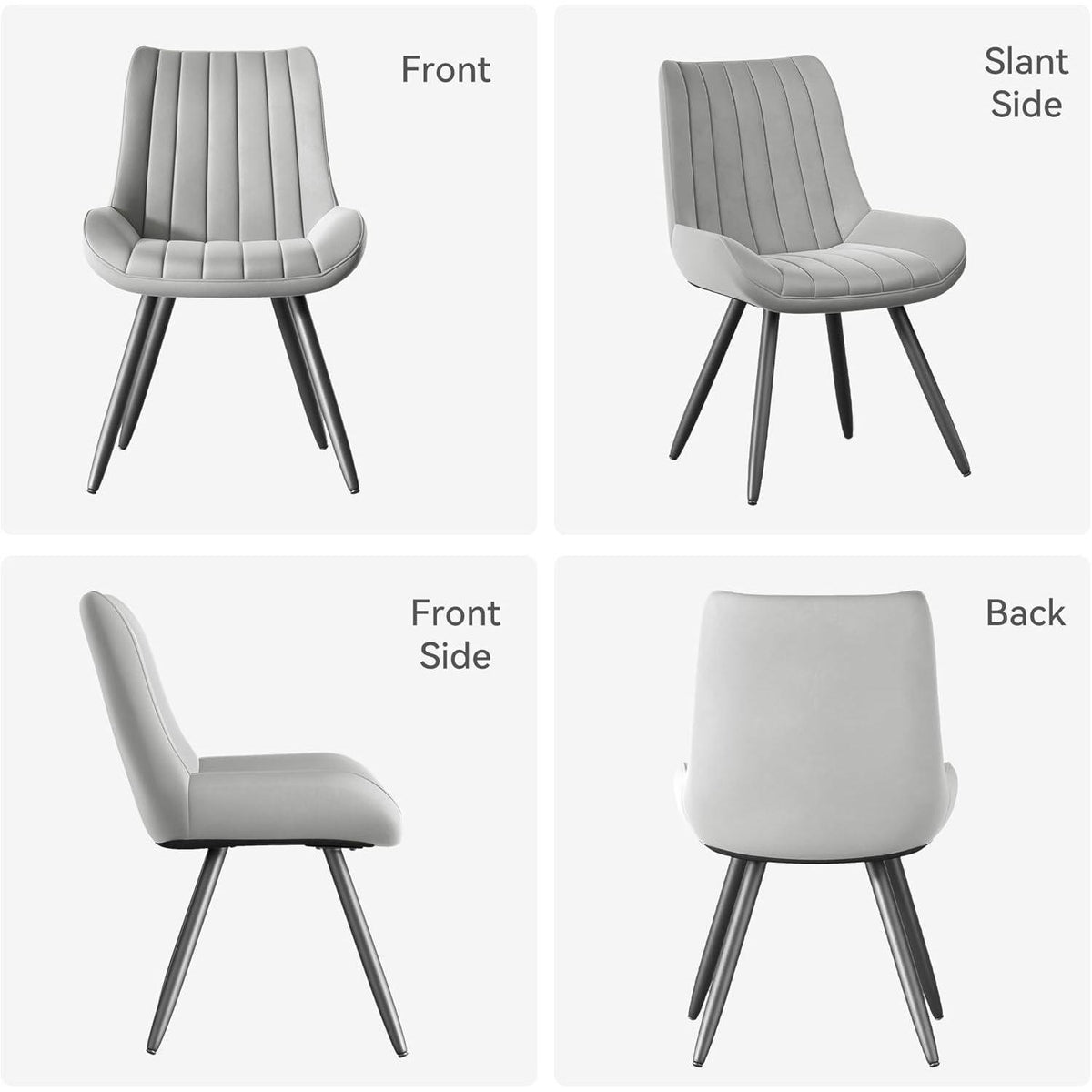 Moderner Esszimmerstuhl gepolstert – Grau, 2er Set