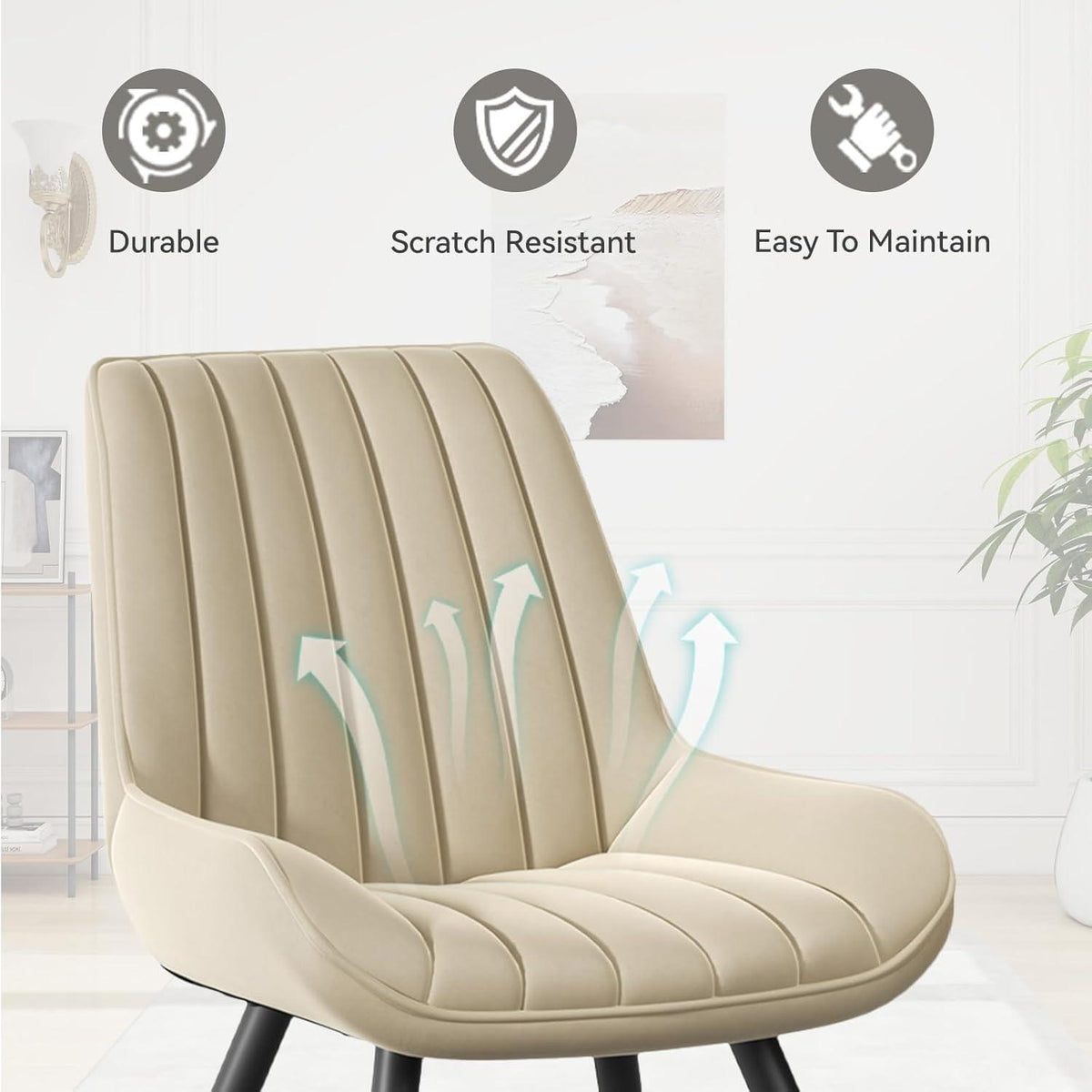 Moderner Esszimmerstuhl gepolstert – Beige, 4er Set
