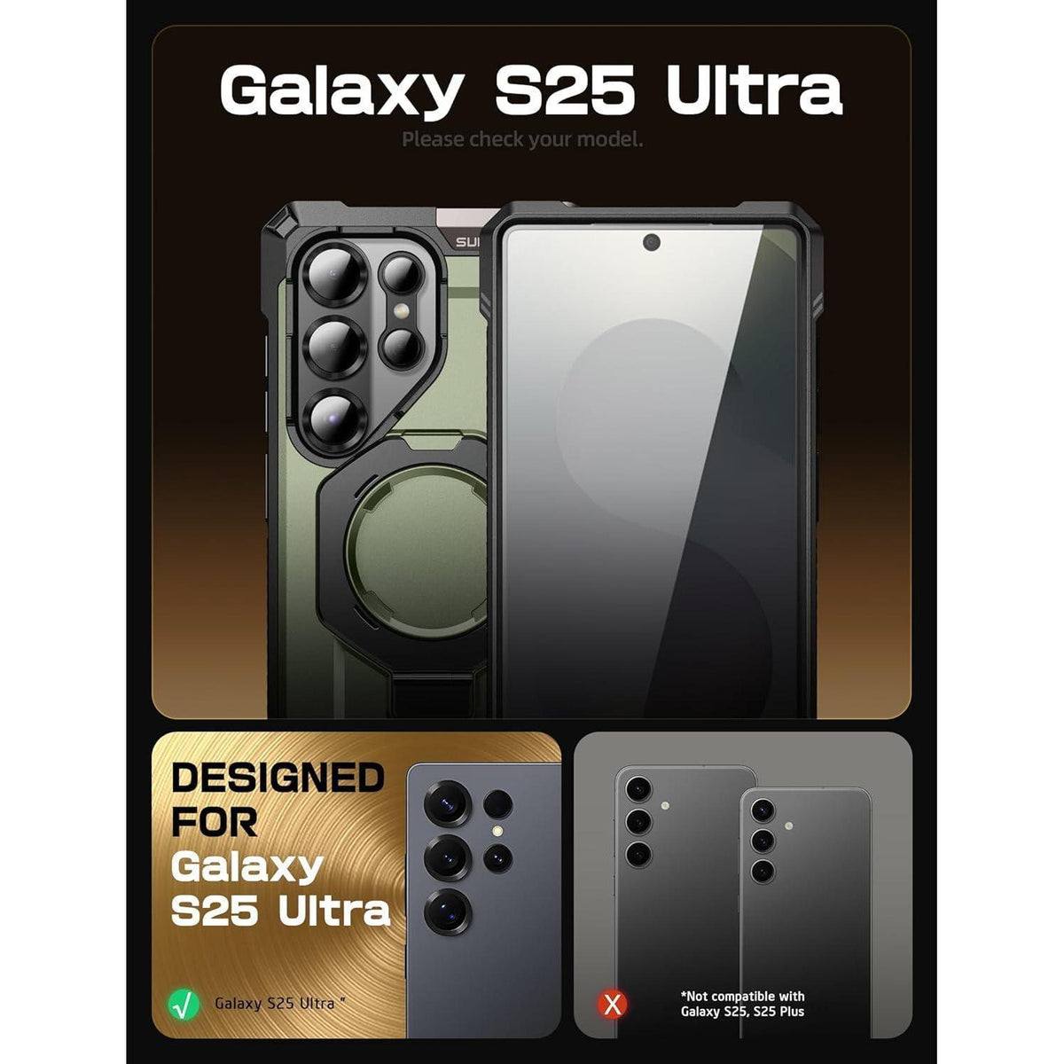 Samsung Galaxy S25 Ultra Hülle mit Ringständer und MagSafe (Grün)