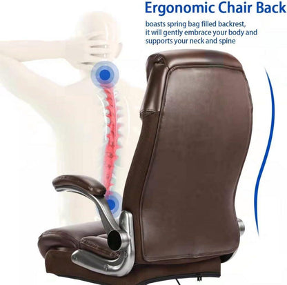 Ergonomischer Bürostuhl 180kg Braun Leder Chefsessel Drehstuhl höhenverstellbar