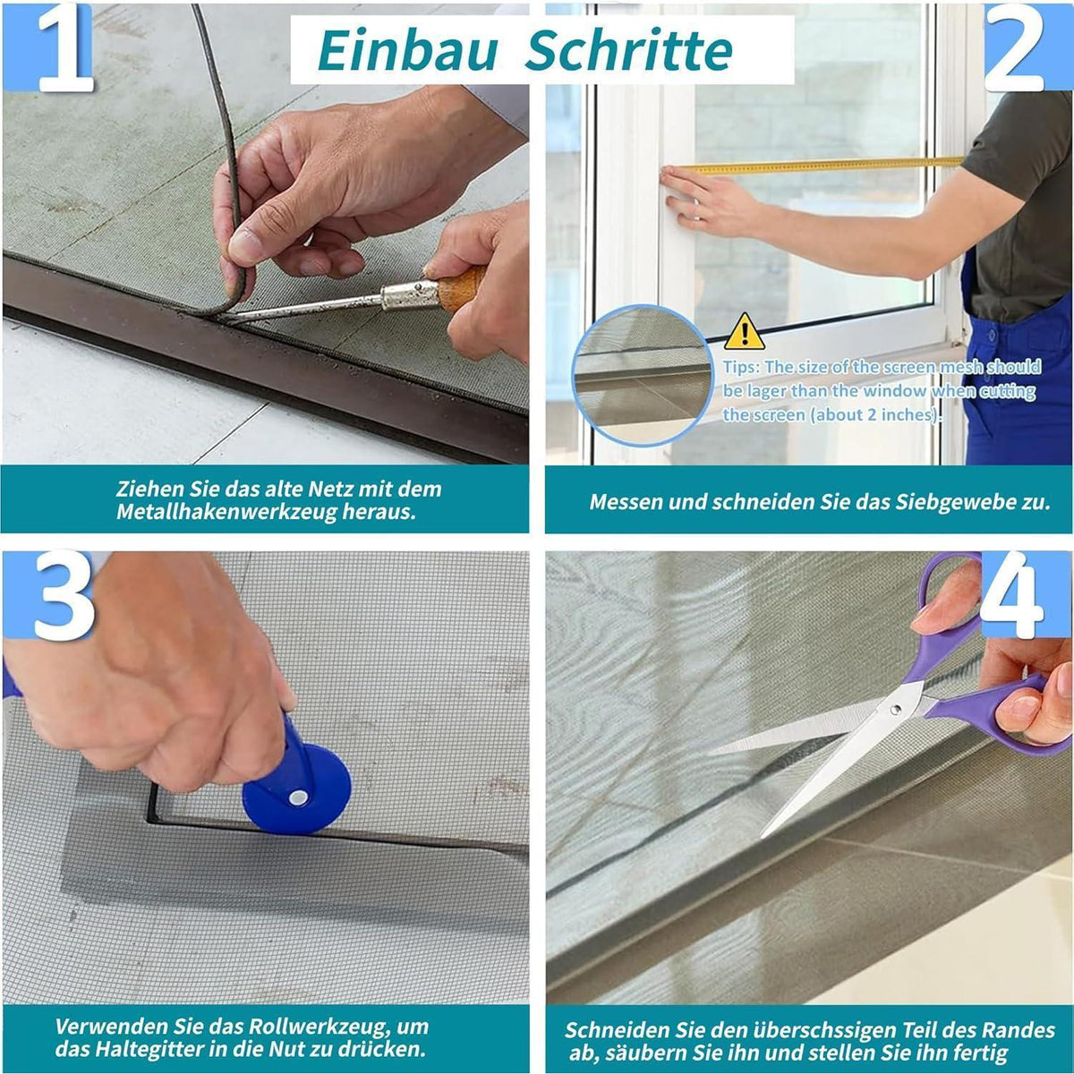 Fliegengitter Fenster 120x1500cm Edelstahl Zuschneidbar