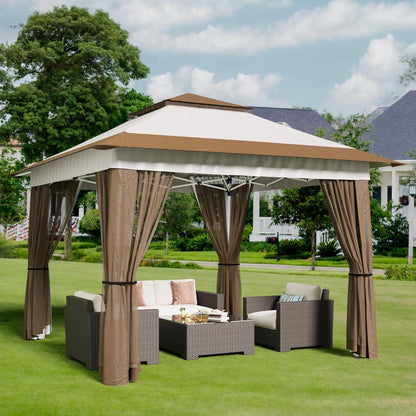 Bealife Pop-Up Pavillon 3,35x3,35m mit verstellbarer Höhe und Moskitonetz