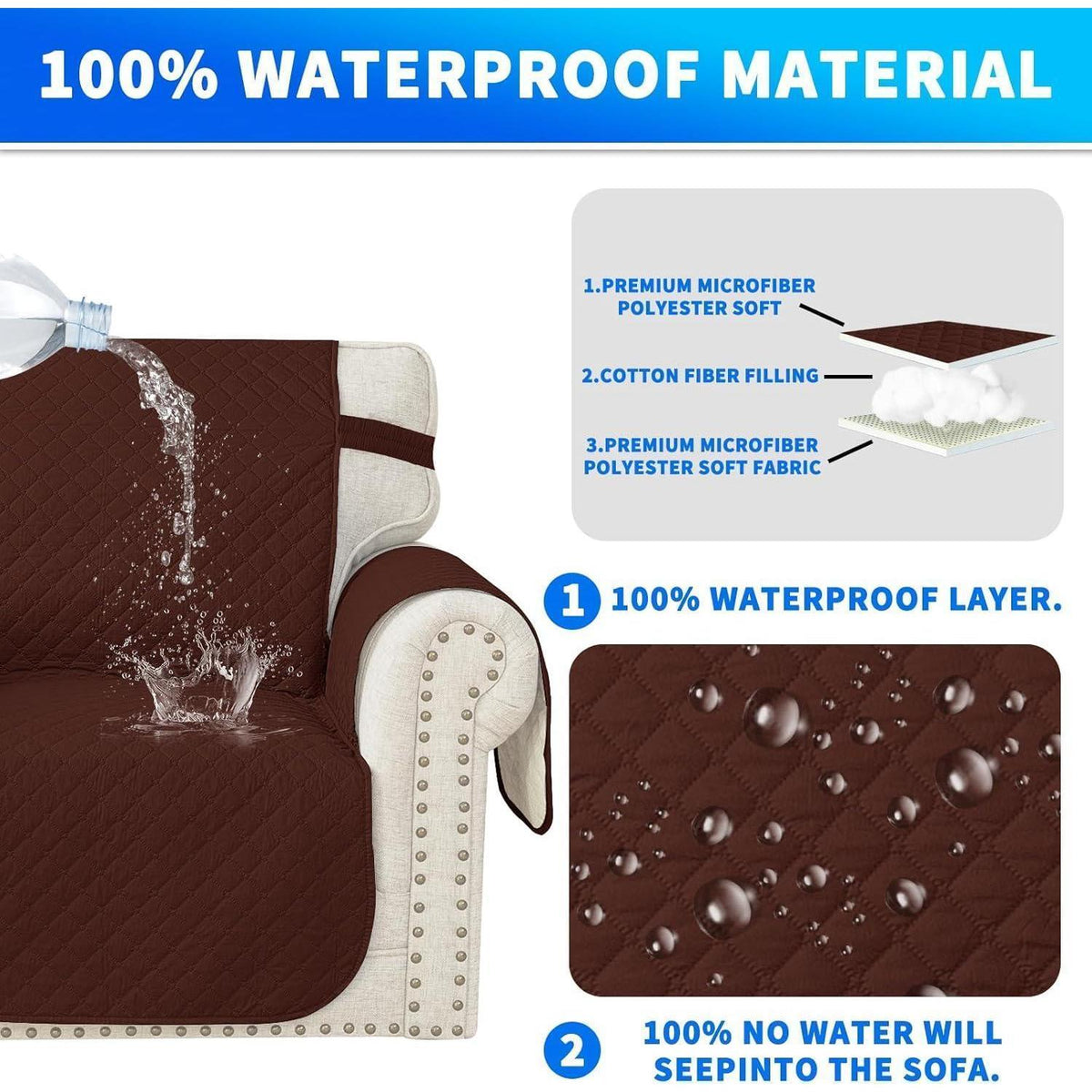 Wasserdichter Sofabezug L-Form 4 Sitzer, Ecksofa Überzug Anti-Rutsch