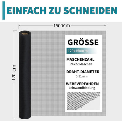 Fliegengitter Fenster 120x1500cm Edelstahl – Insektenschutznetz