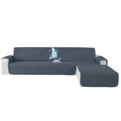 Wasserdichter Sofabezug L-Form 4 Sitzer, Graublau