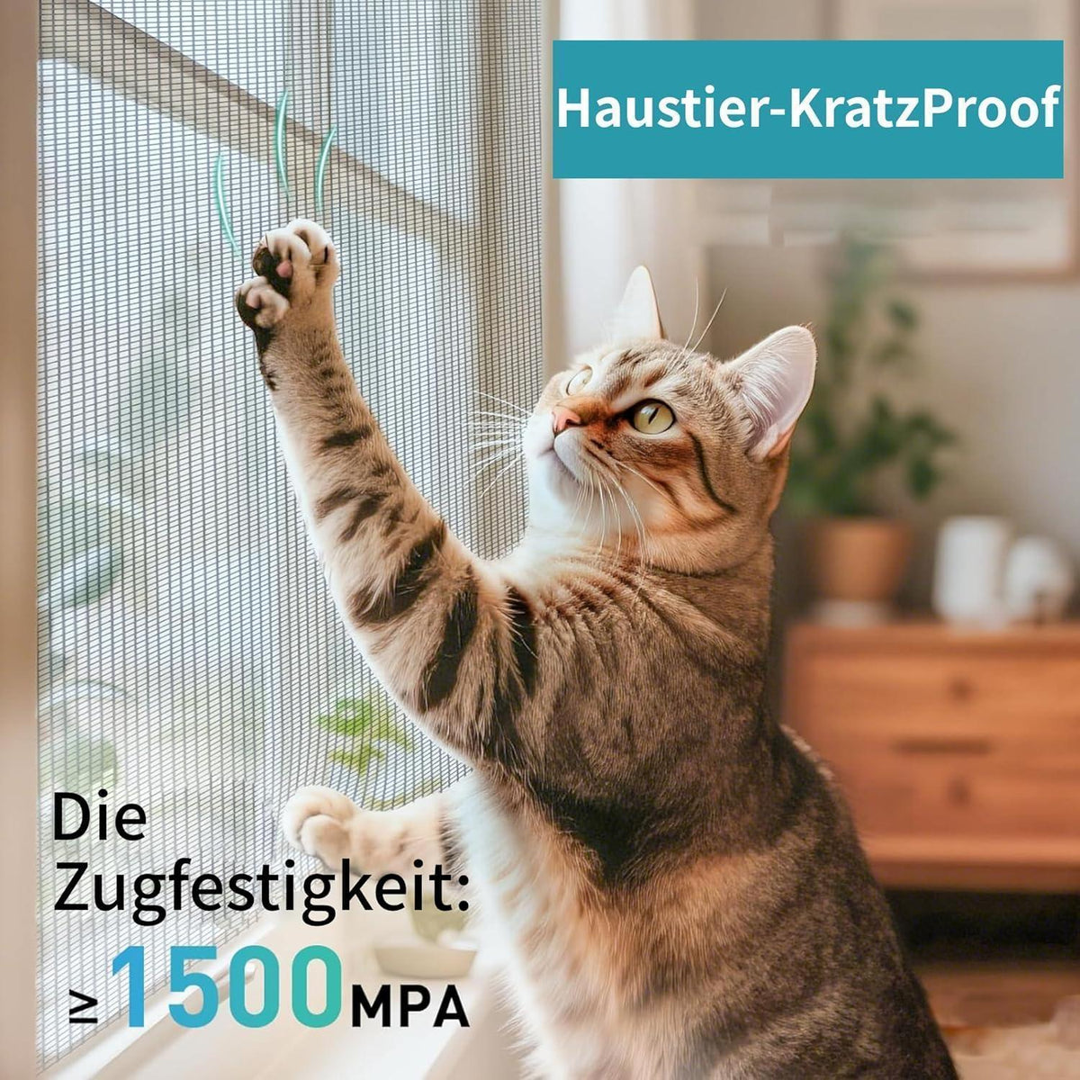 Katzenkratzfestes Fliegengitter 100x1500cm – Insektenschutznetz
