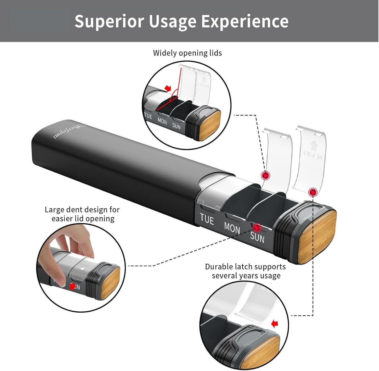 Serfeymi Tablettenbox 7 Tage Metall Medikamentenbox