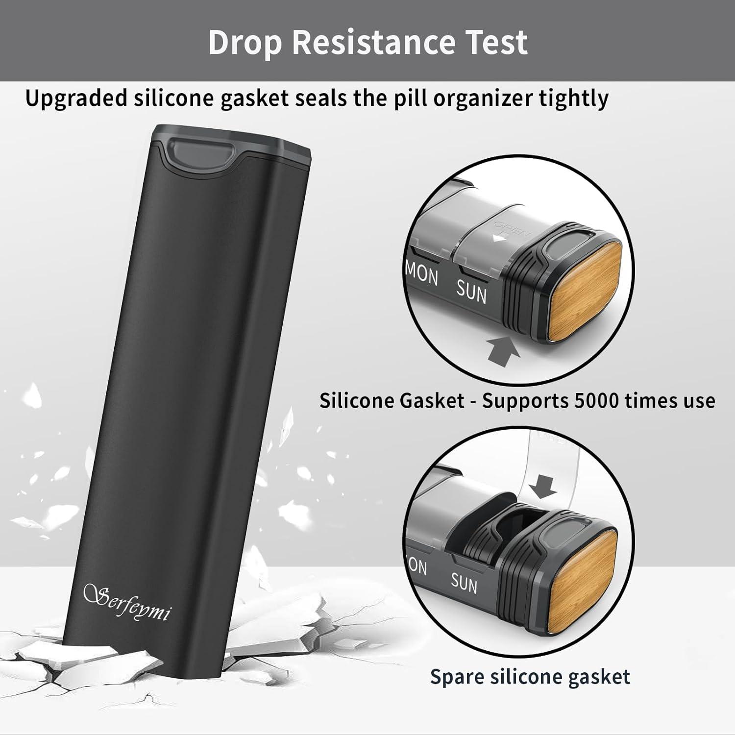 Tablettenbox 7 Tage Metall Pillendose Organizer Pillenbox Schwarz