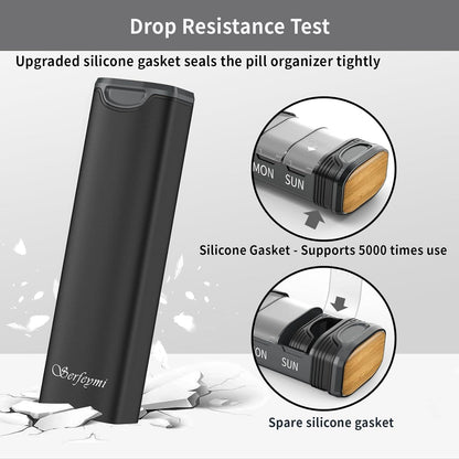 Tablettenbox 7 Tage Metall Pillendose Organizer Pillenbox Schwarz