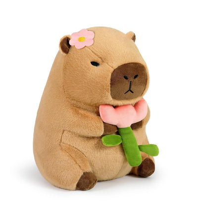 Capybara Kuscheltier mit Blume – 30cm Plüschtier & Kissen