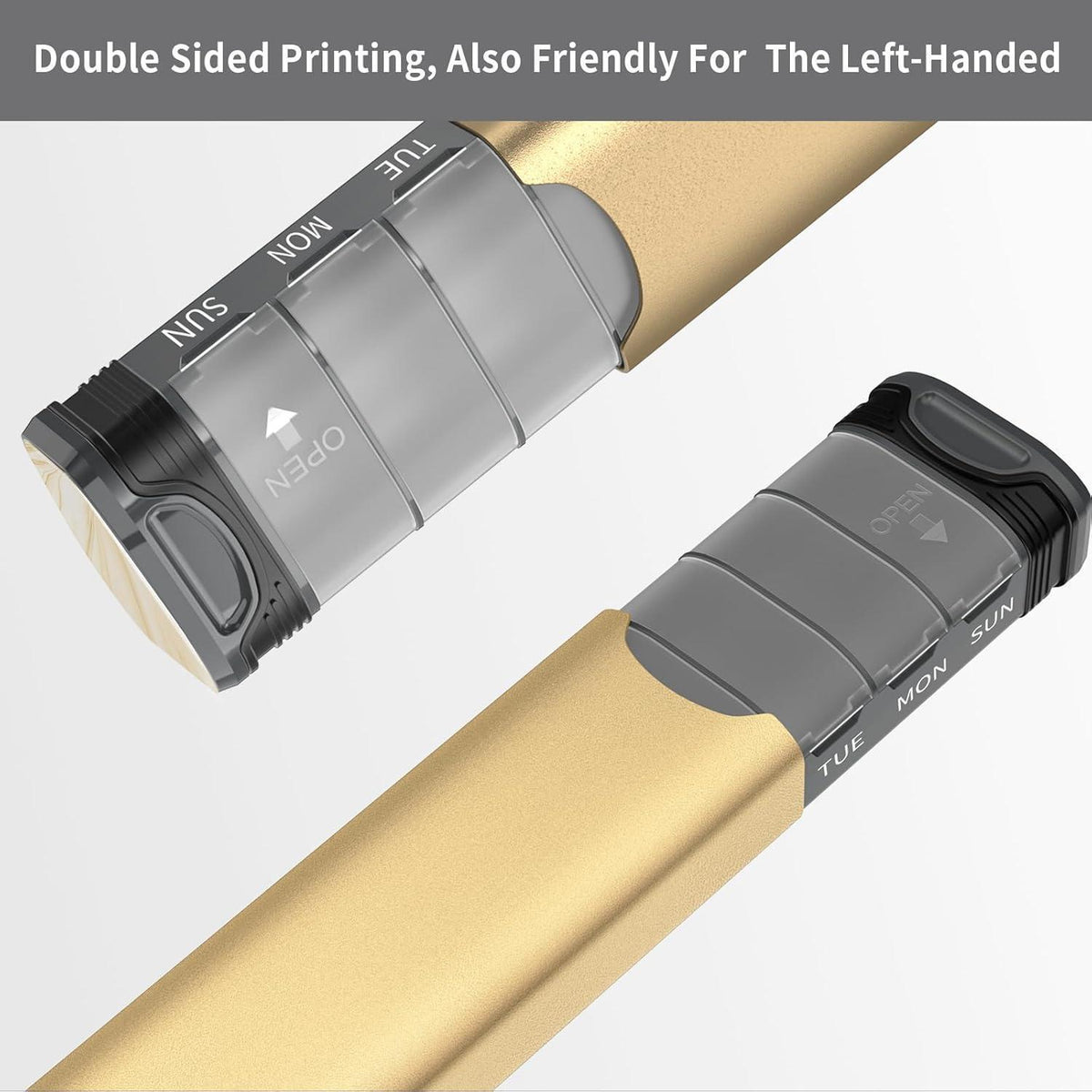7-Tage Tablettenbox Metall Gold mit Ersatzdichtung