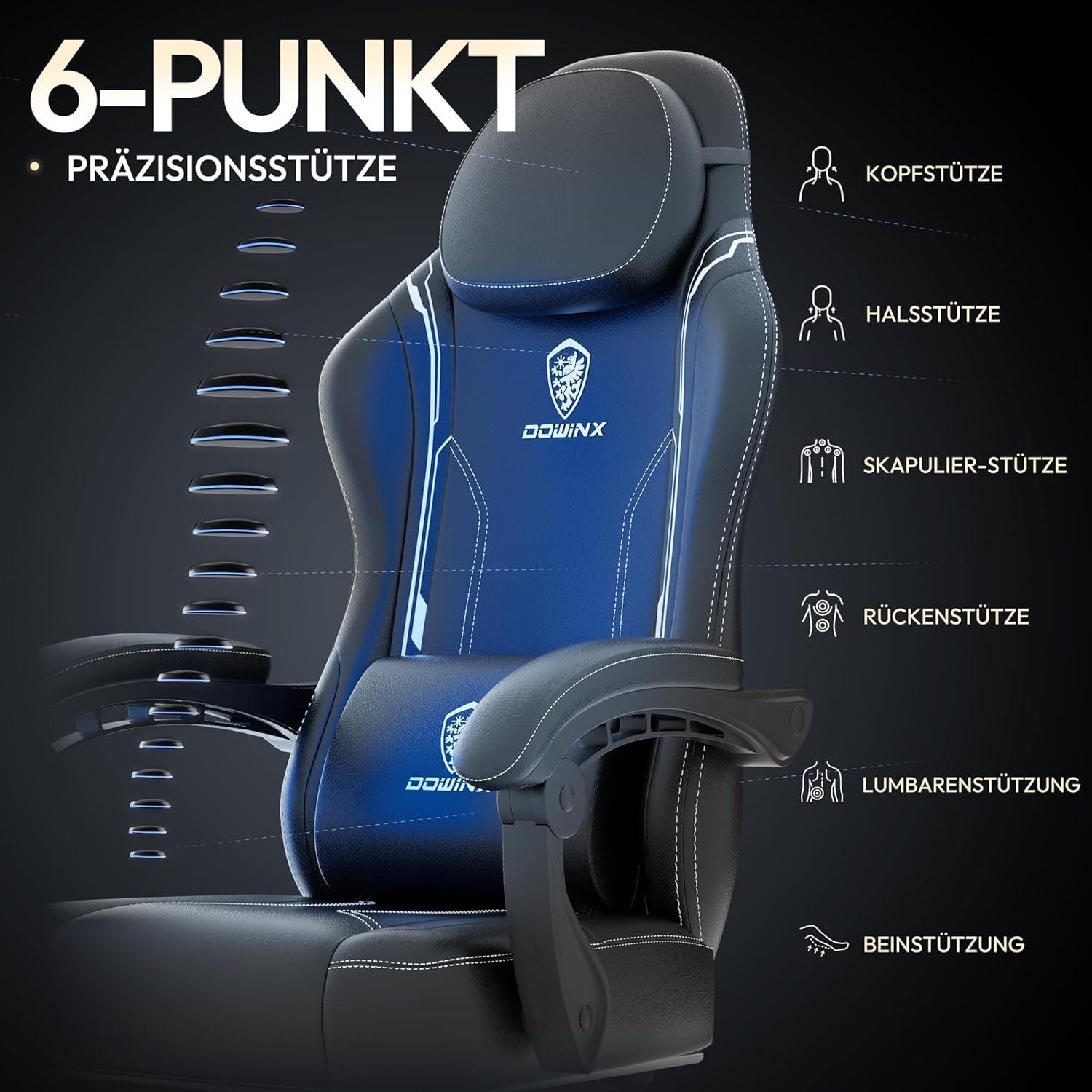 Gaming Stuhl mit Lendenwirbelstütze, Ergonomisch, PU
