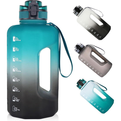 2.2L Trinkflasche mit Zeitmarkierung & Griff - Grün/Schwarz