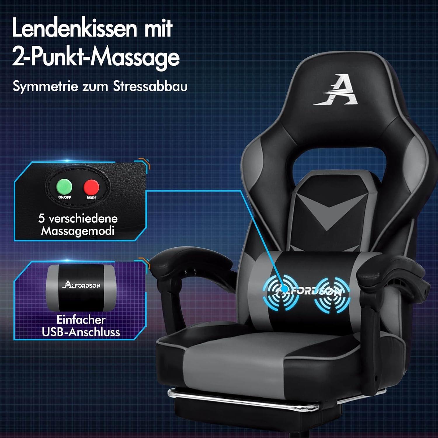 Gaming Stuhl Racing Bürostuhl mit Fußstütze PU Leder Armlehne