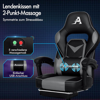 Gaming Stuhl Racing Bürostuhl mit Fußstütze PU Leder Armlehne