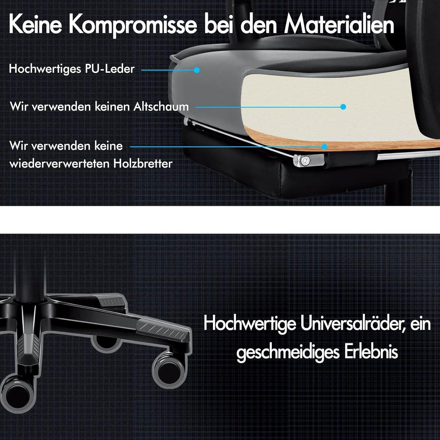 Gaming Stuhl Racing Stuhl Executive Sport Gordon Bürostuhl mit Fußstütze PU