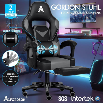 Gaming Racing Stuhl Gordon Bürostuhl Fußstütze PU Leder ergonomisch