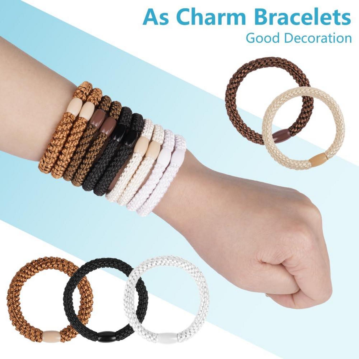 15er Set Elastische Haargummis Zopfgummi Damen Mädchen Braun