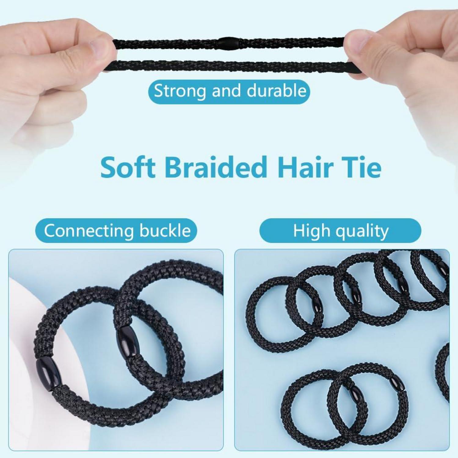 15er Pack Schwarze Elastische Zopfgummis Haarbänder