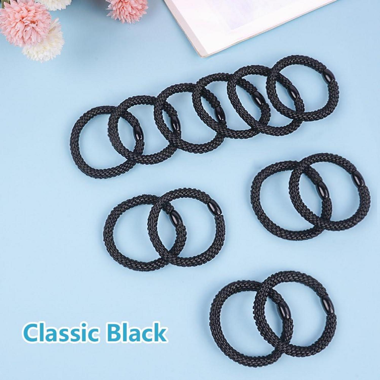 15 Stück Schwarze Elastische Haargummis für Damen und Mädchen