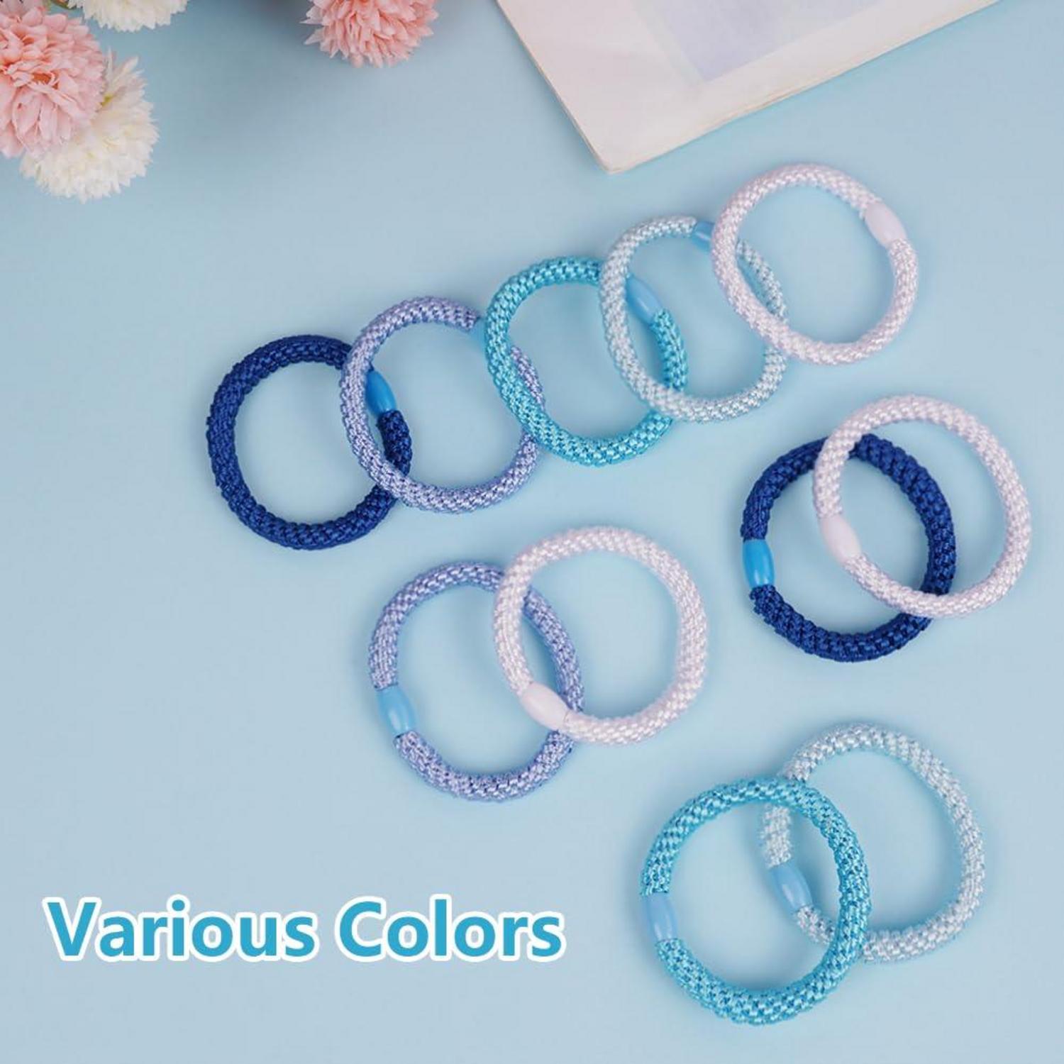 15 Stück Elastische Haargummis Zopfgummi Pferdeschwanz Halter Mädchen Blau