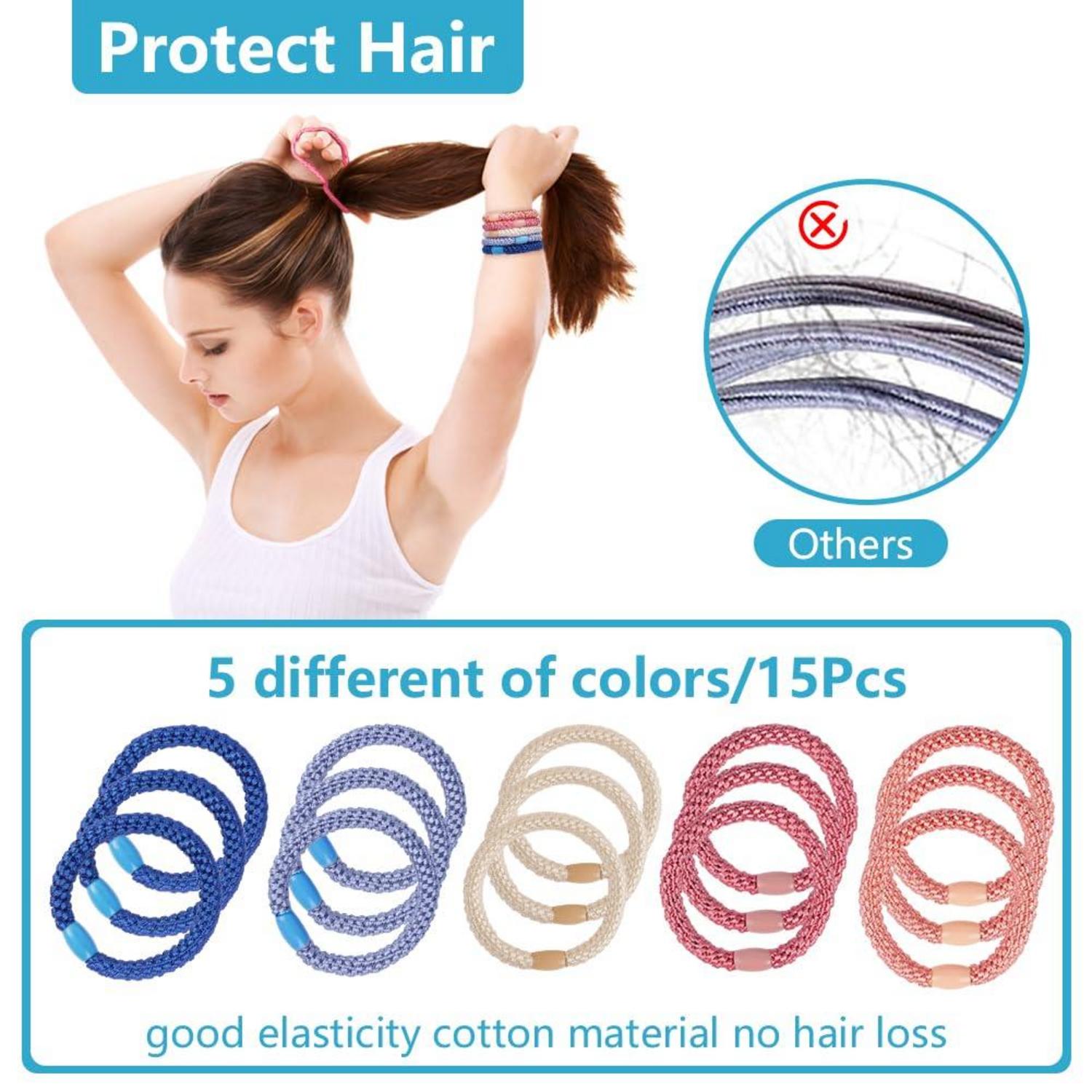15 Stück Elastische Haargummis Zopfgummi Pferdeschwanz Halter für Damen Mädchen