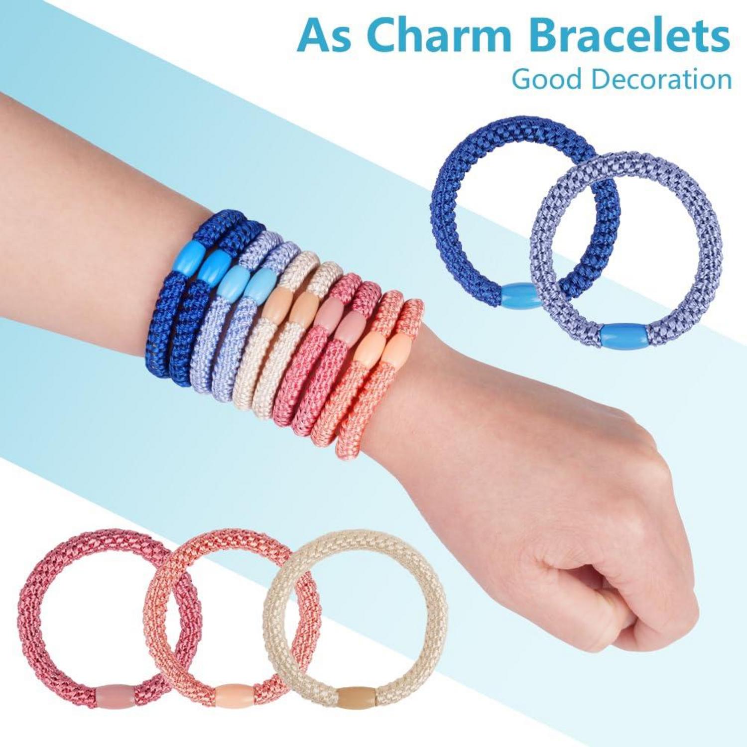 15er Set Elastische Haargummis Zopfgummis Damen Mädchen - Blau