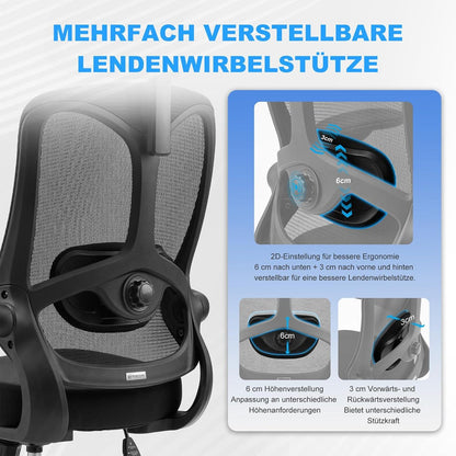 Ergonomischer Bürostuhl mit hoher Rückenlehne und verstellbarer Kopfstütze