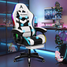 Gaming Stuhl mit Massage RGB LED-Licht, Bürostuhl Ergonomisch mit