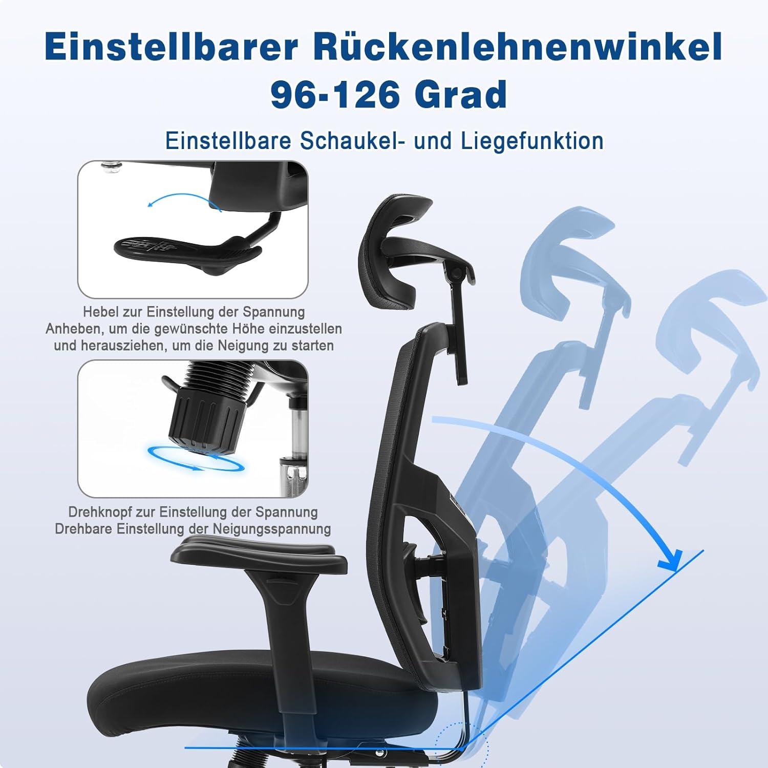 Ergonomischer Bürostuhl Bürostuhl mit Verstellbaren Armlehnen und Höhenverstellung