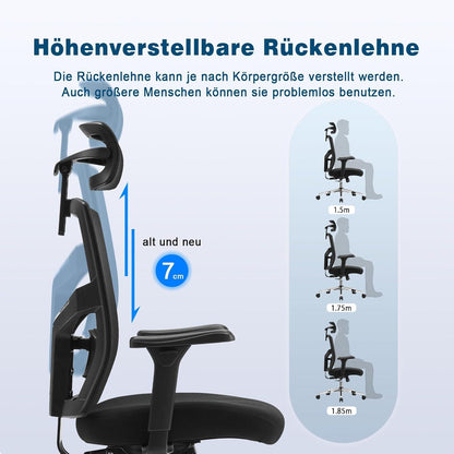 Ergonomischer Bürostuhl mit 3D-Verstellbaren Armlehnen und