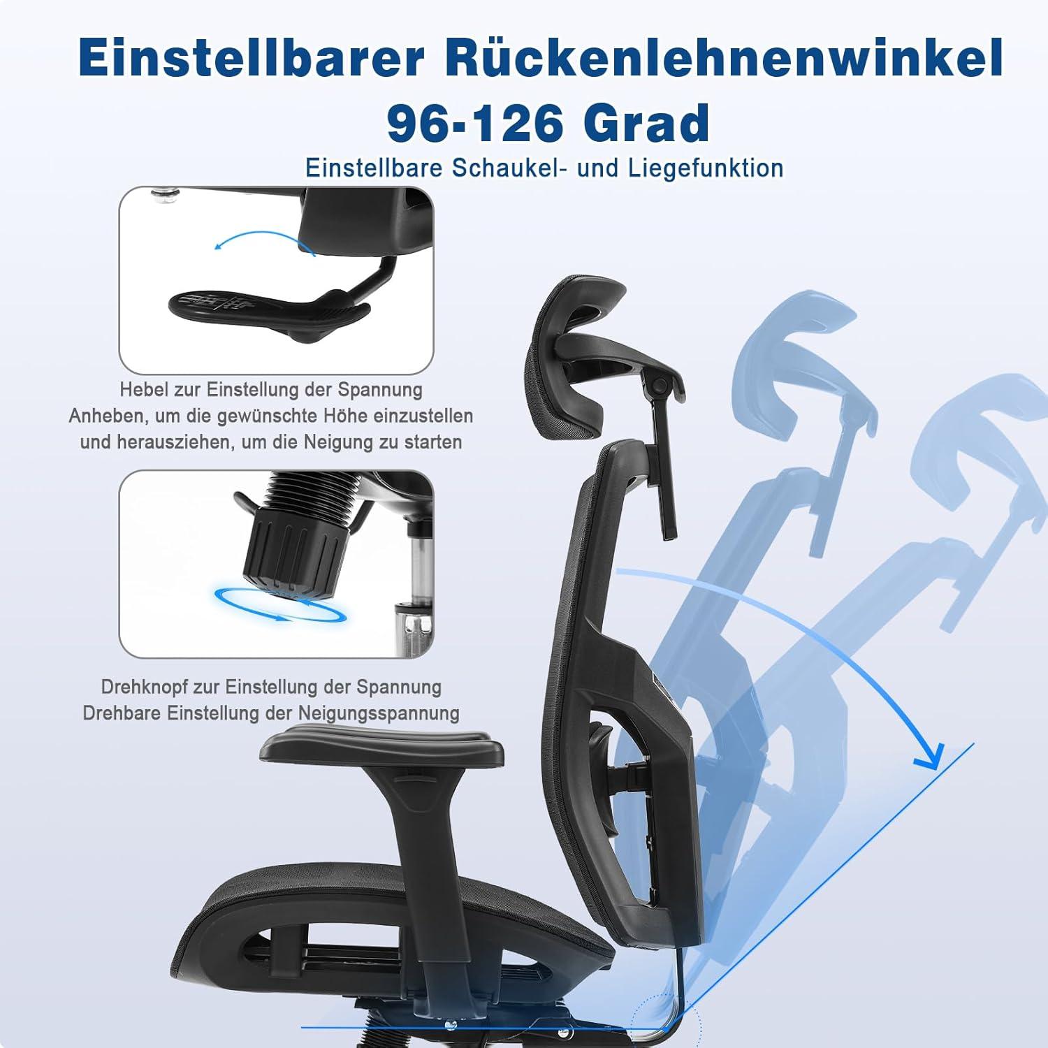 Ergonomischer Bürostuhl Magic Life mit 3D-Armlehnen & Kopfstütze