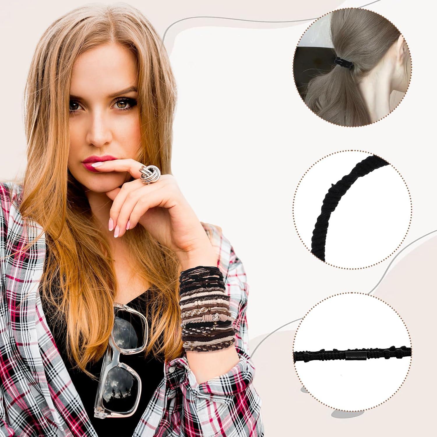 20er Set Boho-Elastik-Haargummis geflochten Pferdeschwanz