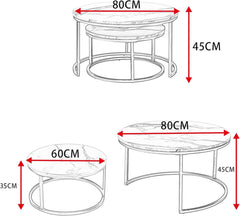 Modernes 2er-Set Couchtisch Marmor Optik Weiß Silber