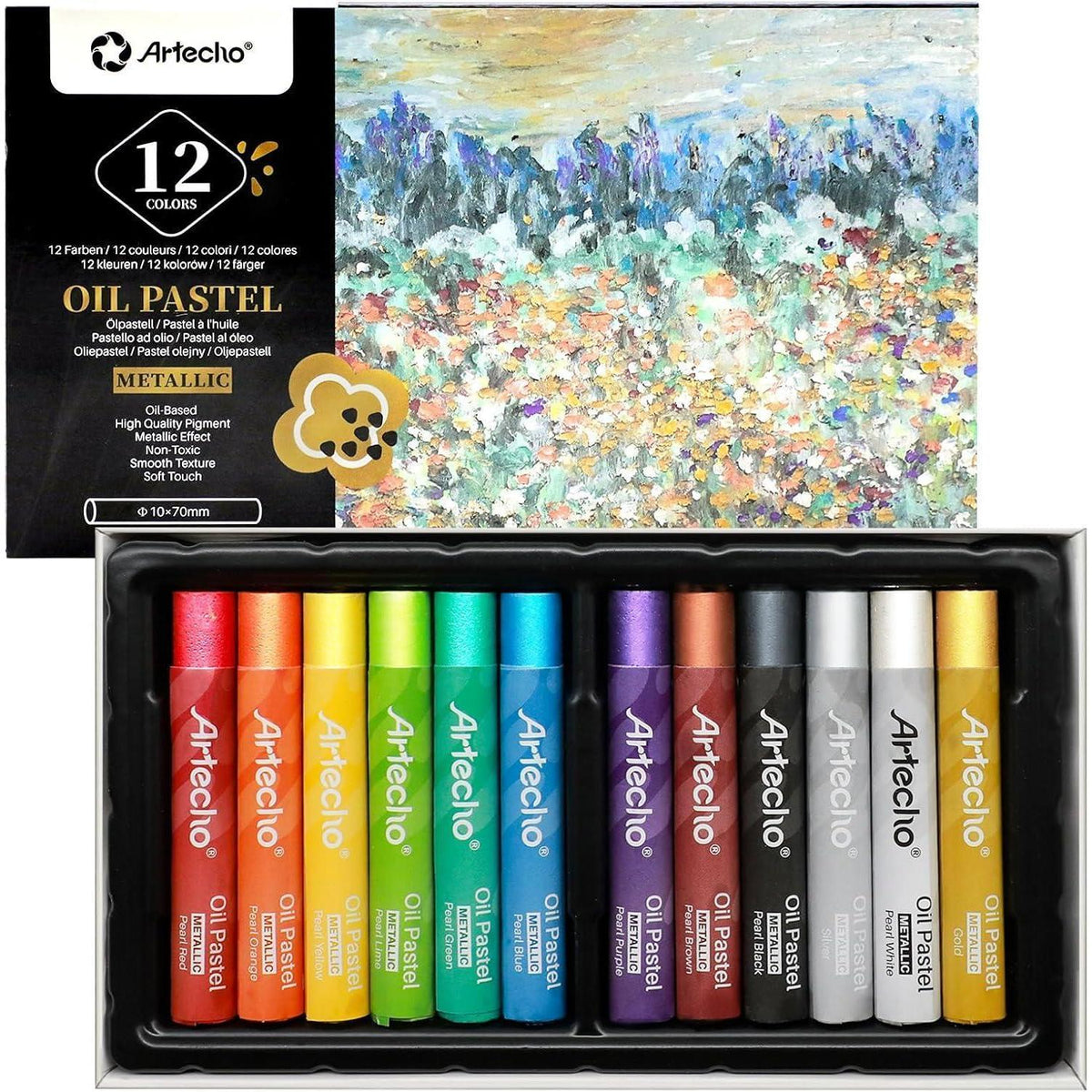 Ölpastell-Set 12 Metallic-Farben für Künstler