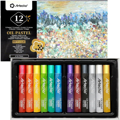 Ölpastell-Set 12 Metallic-Farben für Künstler