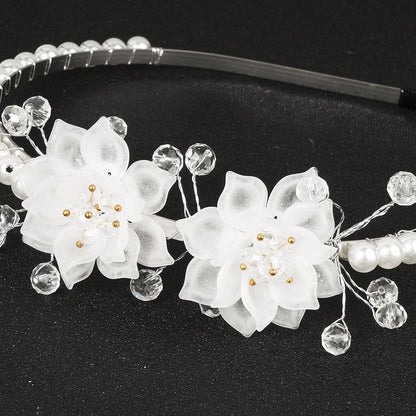 Haarreif Blumen Perlen Stirnband Hochzeit Prinzessin Haarband Kristall