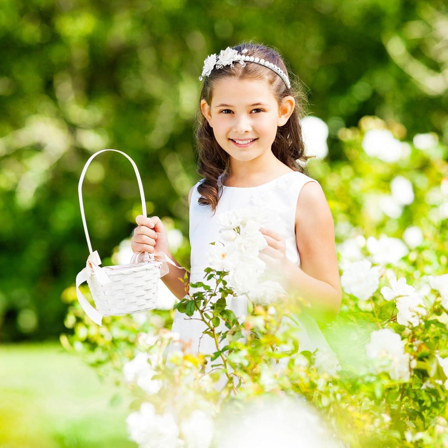 Haarreif Mädchen Blumen Perlen Stirnband Hochzeit Taufe Prinzessin