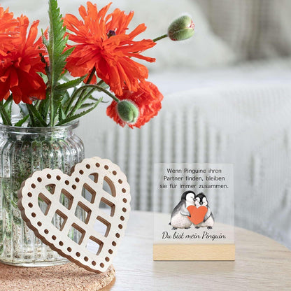 Acryl Deko Schild "Du bist mein Pinguin" - Romantisches Geschenk für Partner