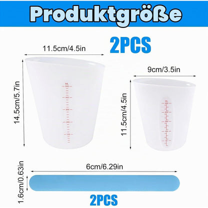 2 Silikon Messbecher Set | Epoxidharz & Gießpulver