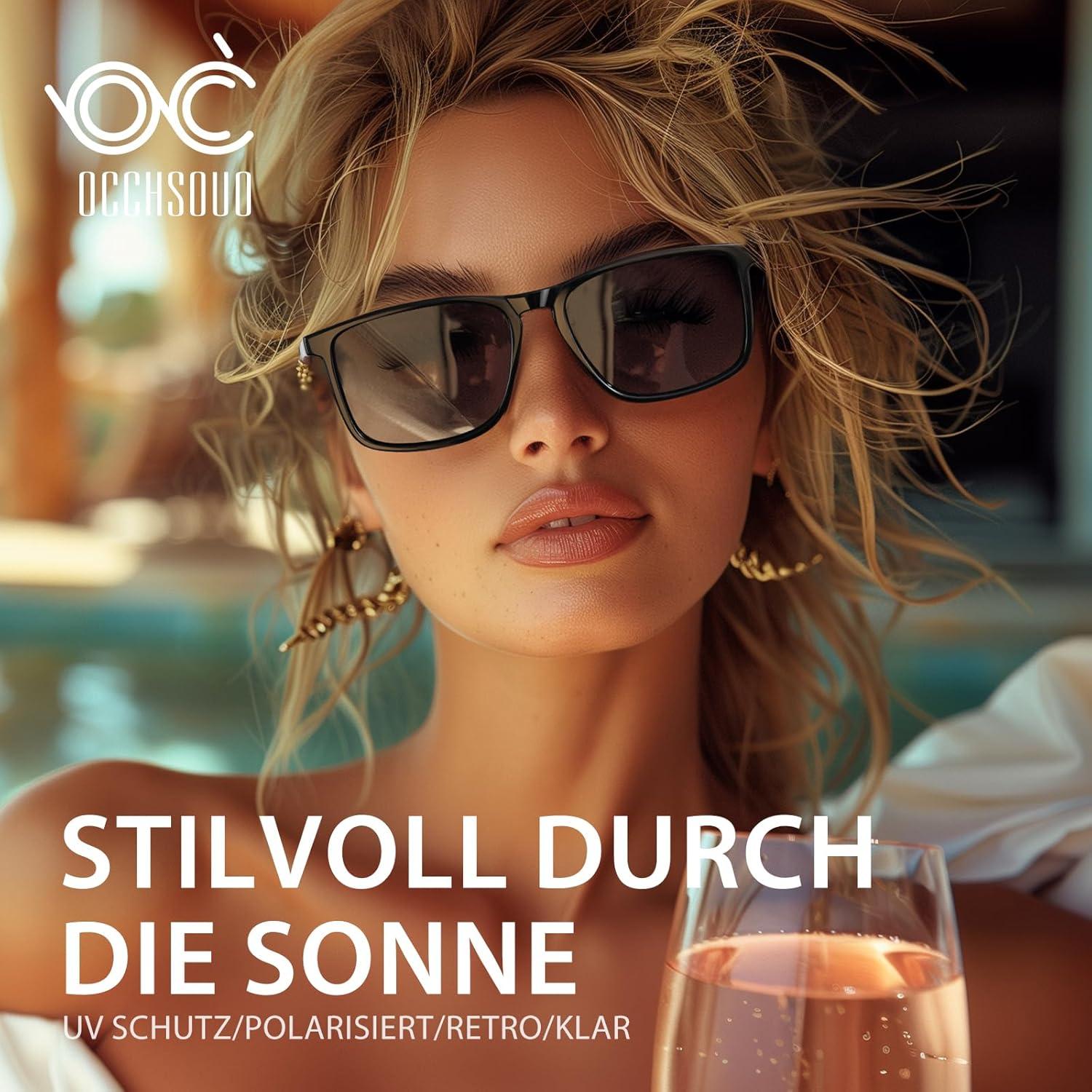 Polarisierte Sonnenbrille UV400 Schutz TR90 Rahmen Schwarz Retro Sport