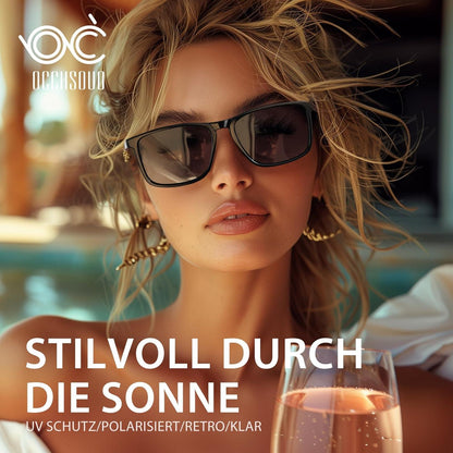 Polarisierte Sonnenbrille UV400 Schutz TR90 Rahmen Schwarz Retro Sport