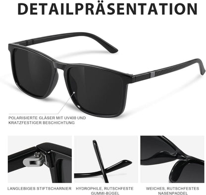 Occhsouo Polarisierte Sonnenbrille UV400 TR90 Rahmen Schwarz CAT 3 CE Retro Sport für Herren Damen