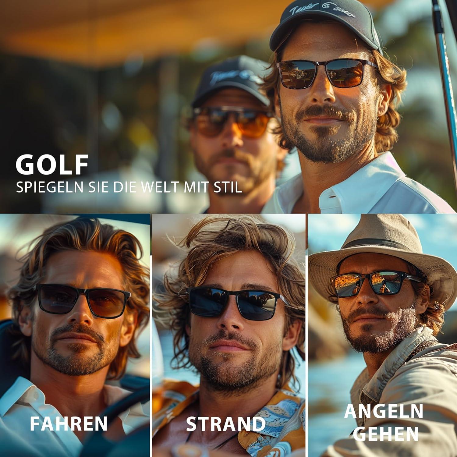 Occhsouo Polarisierte Sonnenbrille UV400 TR90 Rahmen Schwarz CAT 3 CE Retro Sport für Herren Damen