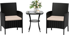 Rattan Gartenmöbel Set Wetterfest 3 teilig Schwarz